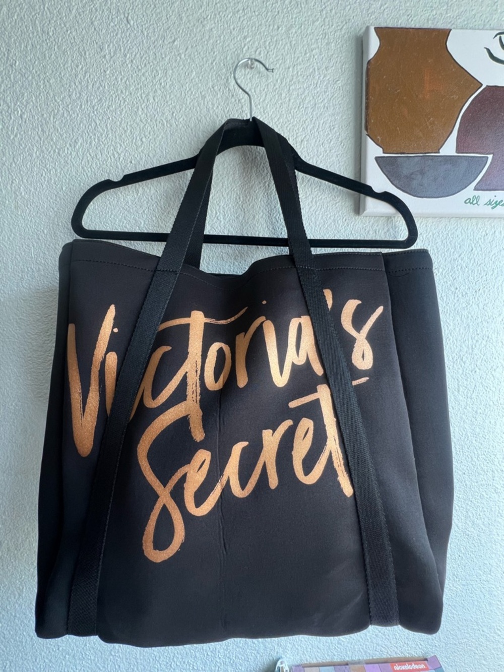 Victoria's Secret Black Tote with Metallic Copper